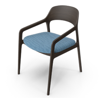 black chair with blue cushion