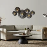 round wall accent in living room