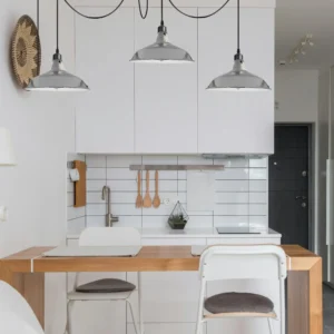 drop lamps in kitchen area